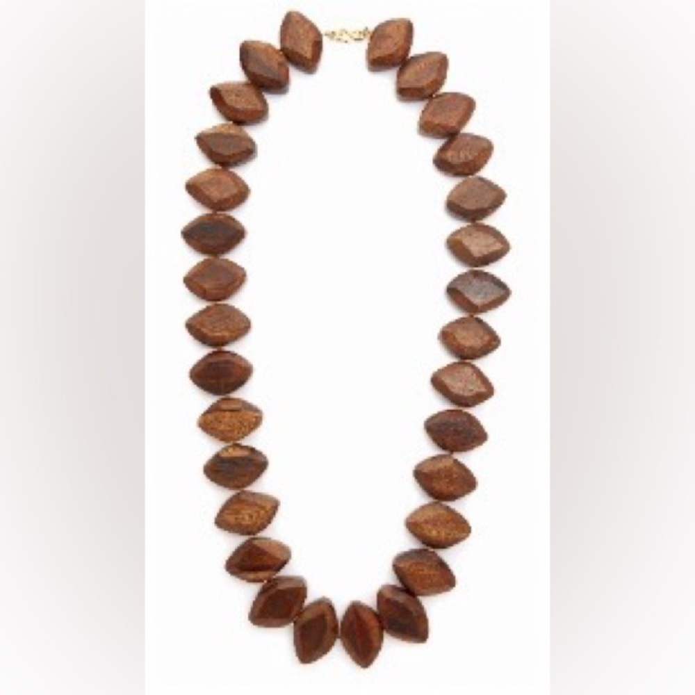 Kenneth Jay Lane Dark Woods Nugget Wooden Necklace
